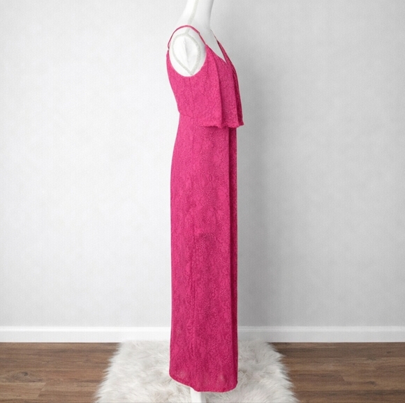 Guess Pink Lace Maxi Dress Adjustable Strap Y2K Coquette Wedding Guest Size 10 - Picture 3 of 10